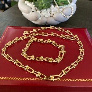 18Karat Gold Hardwear Link Necklace and Bracelet Set